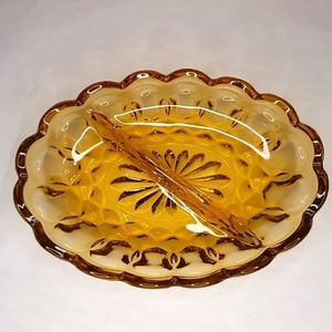 Vintage Anchor Hocking Fairfield Amber Serving Bowl Dish